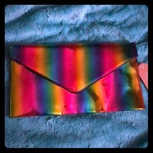 NWT Rainbow Plastic/Canvas Clutch 🌈 by Pink Haley